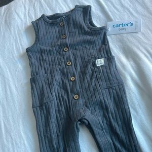 NWT Carter Baby Blue Ribbed Jumpsuit Size 3 M‎